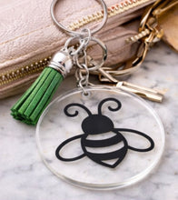 Load image into Gallery viewer, Bee Keychain with Tassel | Acrylic Bee Keyring | Cute Bee Gift | Bee Lover Accessory
