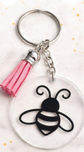 Load image into Gallery viewer, Bee Keychain with Tassel | Acrylic Bee Keyring | Cute Bee Gift | Bee Lover Accessory