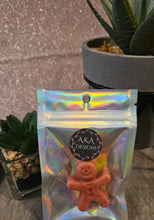 Load image into Gallery viewer, Gingerbread Man Wax Melt – 9g Handmade Soy Wax | Festive Christmas Scent | Holographic Gift Bag | Ready Made or Made to Order