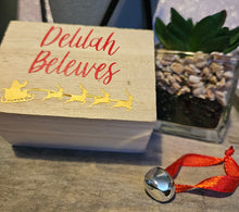 Load image into Gallery viewer, Personalized “Believes” Polar Express Bell Gift Box | Christmas Keepsake | Magical Bell Gift | Holiday Gift for Kids & Adults