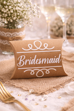 Load image into Gallery viewer, Personalised Pillow Gift Box | Wedding Favours Packaging | Custom Gift Box | Small Gift Box | Party Favours Box | Wedding Guest Gift Box | Kraft or White