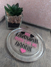 Load image into Gallery viewer, Personalised Glass Coaster | “My Favourite People Call Me Nannie” | Custom Name Gift | Black & Colour Choice | Mum Dad Nana Gift | 8cm