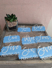 Load image into Gallery viewer, Baby Milestone Discs – Personalised Acrylic Set | Hello World + 1-12 Months | Custom Colours | New Baby Gift