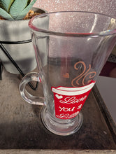 Load image into Gallery viewer, Valentine’s Day Latte Glass or Mug – "Love You a Latte" Design