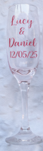 Load image into Gallery viewer, Personalised Champagne Flutes Set of 2 | Bride & Groom Glasses | Wedding Champagne Glasses | Custom Wedding Toast Glasses | Wedding Gift