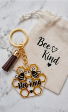 Load image into Gallery viewer, Bee Kind Honeycomb Keyring – Positive Gift | Acrylic Bee Keychain