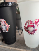 Load image into Gallery viewer, Valentine’s Gonk 24oz Cold Cup – Frosted White or Matte Black | 4 Designs Available | Reusable Tumbler with Lid & Straw