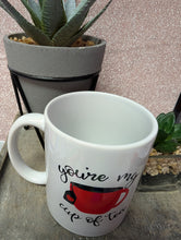 Load image into Gallery viewer, Valentine’s Day Latte Glass or Mug – "You’re My Cup of Tea" Design