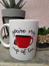 Load image into Gallery viewer, Valentine’s Day Latte Glass or Mug – "You’re My Cup of Tea" Design