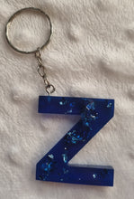 Load image into Gallery viewer, Resin letter keyring with foil flakes