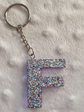Load image into Gallery viewer, Resin letter keyring with glitter