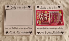Load image into Gallery viewer, scratch card holder, personalized wedding favor. favor idea, wedding gift for guests, DIY wedding favor