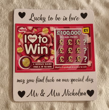 Load image into Gallery viewer, scratch card holder, personalized wedding favor. favor idea, wedding gift for guests, DIY wedding favor