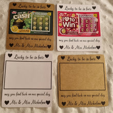Load image into Gallery viewer, scratch card holder, personalized wedding favor. favor idea, wedding gift for guests, DIY wedding favor