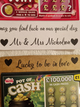 Load image into Gallery viewer, scratch card holder, personalized wedding favor. favor idea, wedding gift for guests, DIY wedding favor