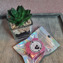 Load image into Gallery viewer, soy wax melt wedding favor in iridescent silver foil bag with personalized sticker - wedding gift for guests, wedding favor ideas