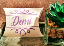 Load image into Gallery viewer, Personalised Pillow Gift Box | Wedding Favours Packaging | Custom Gift Box | Small Gift Box | Party Favours Box | Wedding Guest Gift Box | Kraft or White