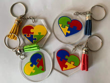 Load image into Gallery viewer, Autism awareness jigsaw keyring