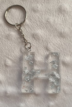 Load image into Gallery viewer, Resin letter keyring with foil flakes