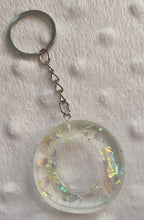 Load image into Gallery viewer, Resin letter keyring with foil flakes
