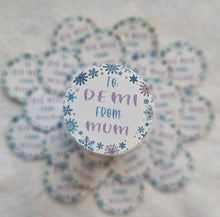 Load image into Gallery viewer, Personalized To/From Stickers - Blue and Purple Snowflakes Design