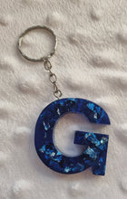 Load image into Gallery viewer, Resin letter keyring with foil flakes