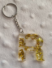 Load image into Gallery viewer, Resin letter keyring with foil flakes