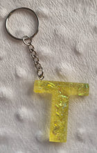 Load image into Gallery viewer, Resin letter keyring with foil flakes