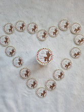 Load image into Gallery viewer, Personalized To/From Stickers - Reindeer Design with Green and Red Polka Dot Border