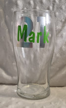 Load image into Gallery viewer, Personalized Pint Glass โ Custom Name, Initial, Number or Message โ Father's Day, Birthday, Gift for Him