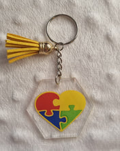 Load image into Gallery viewer, Autism awareness jigsaw keyring