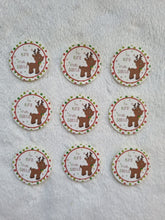 Load image into Gallery viewer, Personalized To/From Stickers - Reindeer Design with Green and Red Polka Dot Border