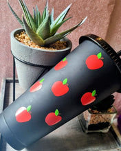Load image into Gallery viewer, Personalised 24oz Black Cold Cup β Apple Design Tumbler β Custom Red Name β Teacher Gift β Reusable Iced Coffee Cup β Back to School