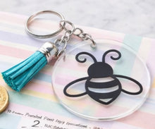 Load image into Gallery viewer, Bee Keychain with Tassel | Acrylic Bee Keyring | Cute Bee Gift | Bee Lover Accessory
