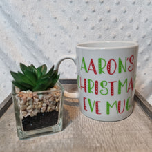 Load image into Gallery viewer, Personalized Christmas Eve Mug – Candy Cane Font | Custom Festive Mug
