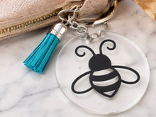 Load image into Gallery viewer, Bee Keychain with Tassel | Acrylic Bee Keyring | Cute Bee Gift | Bee Lover Accessory
