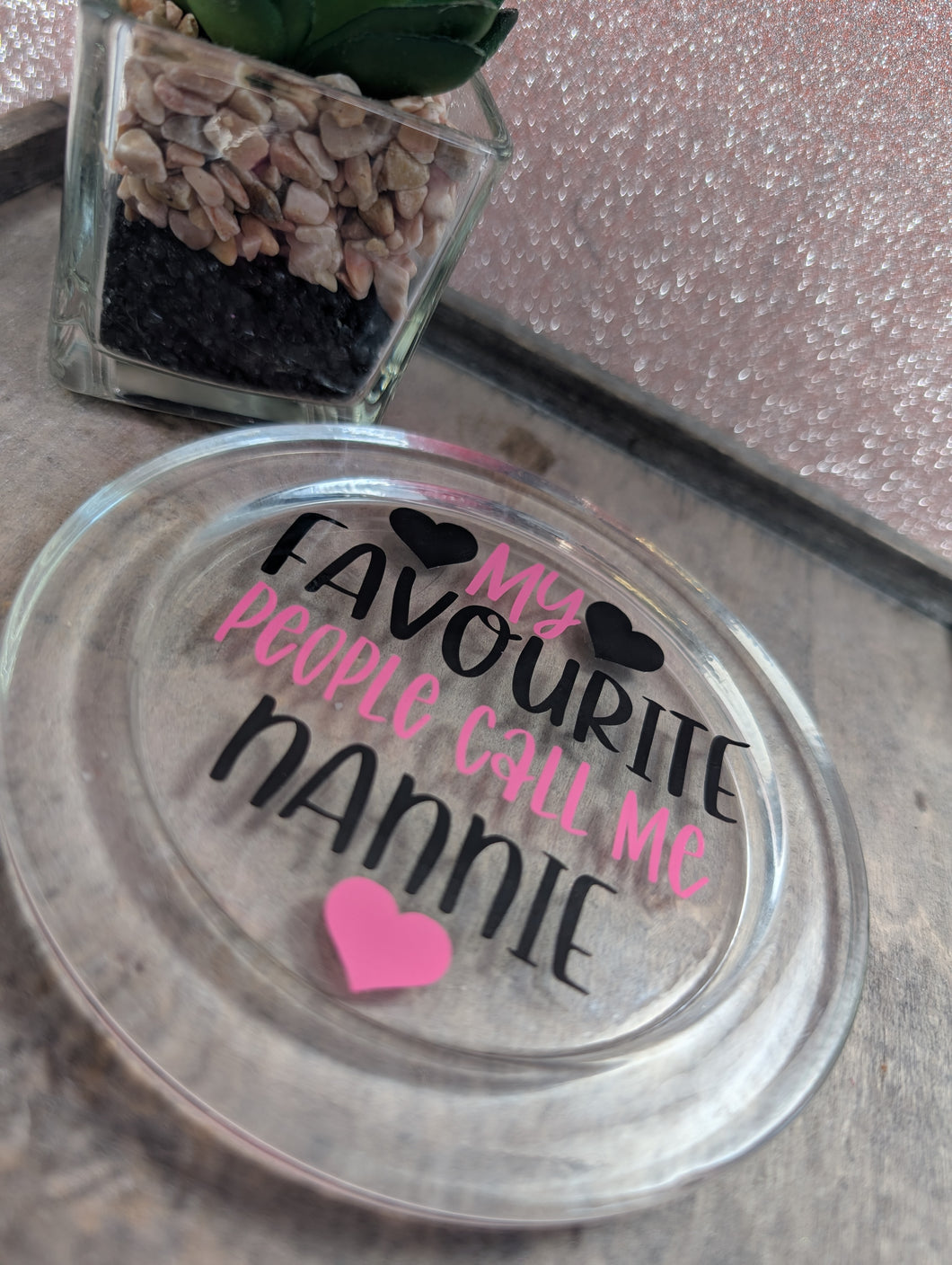 Personalised Glass Coaster | “My Favourite People Call Me Nannie” | Custom Name Gift | Black & Colour Choice | Mum Dad Nana Gift | 8cm