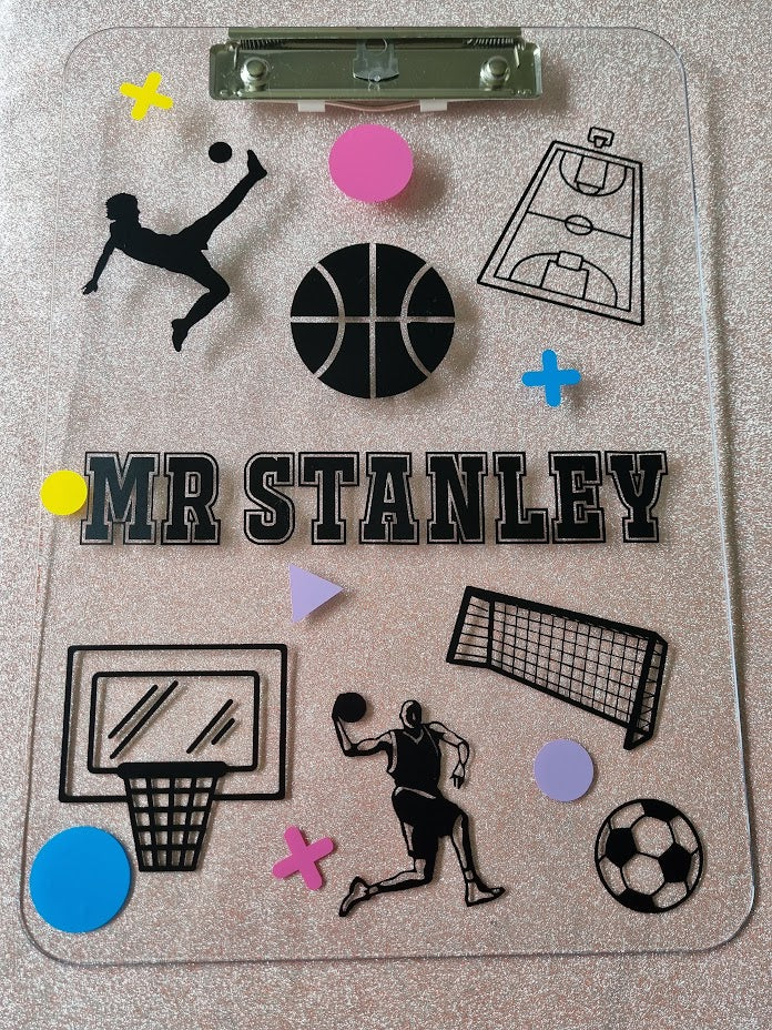 personalized sports Acrylic clipboard - teacher gift