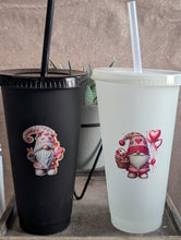 Load image into Gallery viewer, Valentine’s Gonk 24oz Cold Cup – Frosted White or Matte Black | 4 Designs Available | Reusable Tumbler with Lid &amp; Straw
