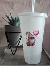 Load image into Gallery viewer, Valentine’s Gonk 24oz Cold Cup – Frosted White or Matte Black | 4 Designs Available | Reusable Tumbler with Lid &amp; Straw
