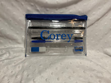 Load image into Gallery viewer, Personalized pencil case - clear &amp; blue
