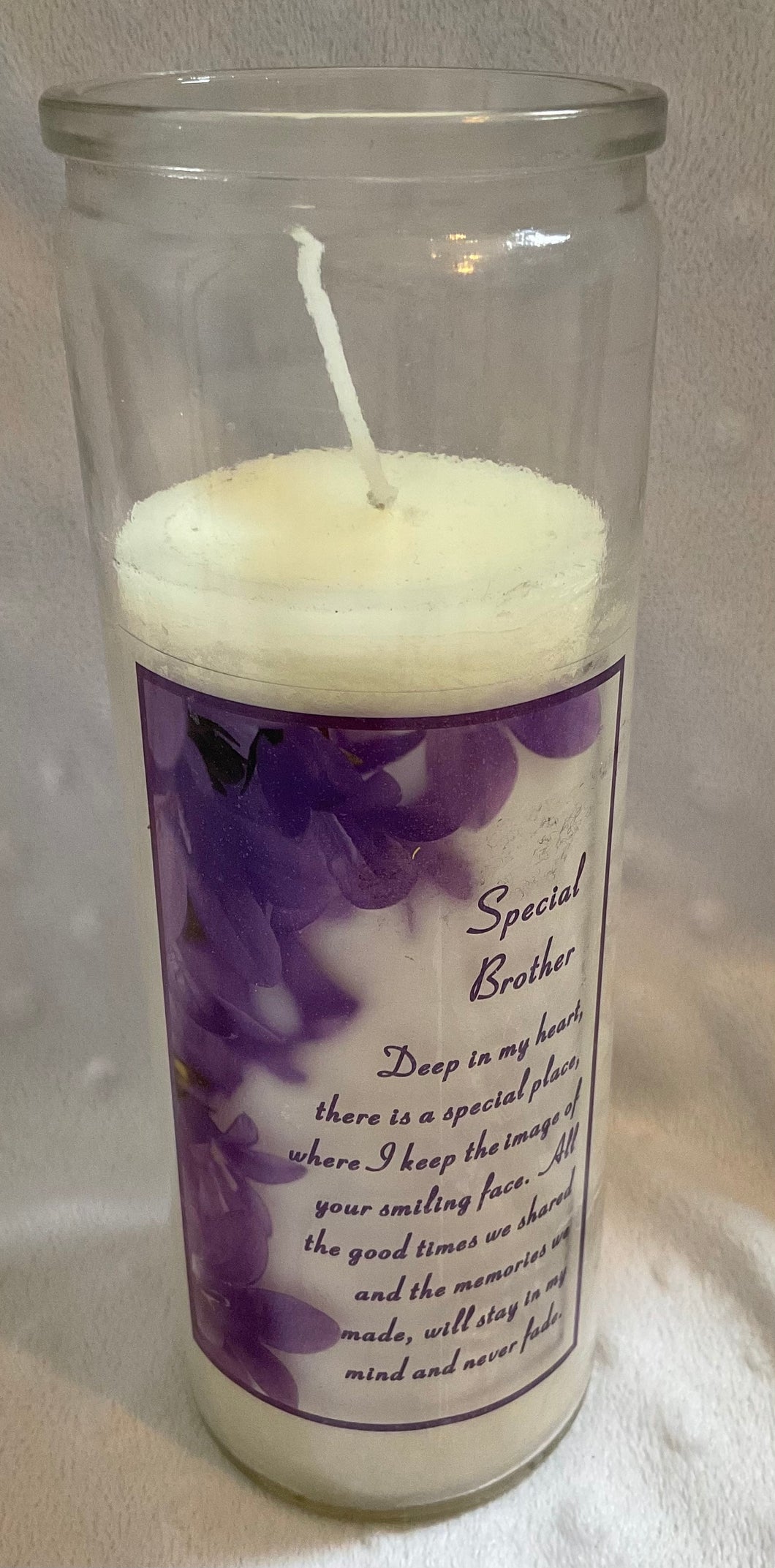 Special brother  memorial glass candle