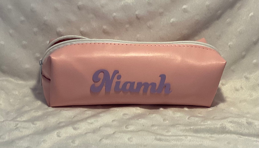 Personalized pencil case/make up bag - pink