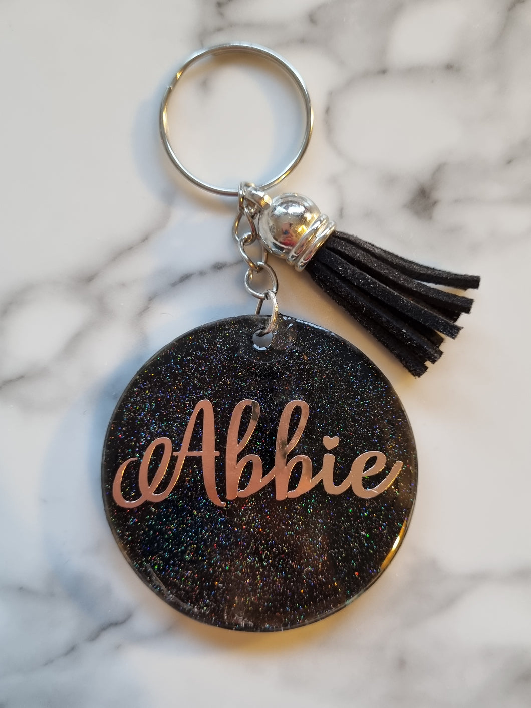 Personalised Glitter Keyring – Custom Name Keychain – 5cm Sparkle Key Ring – Custom Colour Keyring – Gift for Her, Bags & Keys