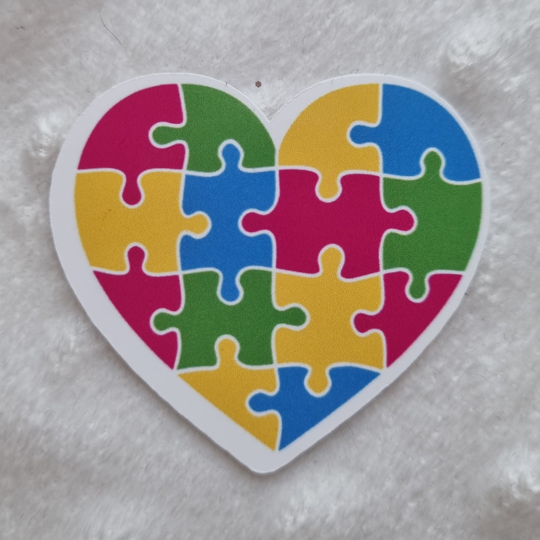 Autism awareness sticker, jigsaw heart