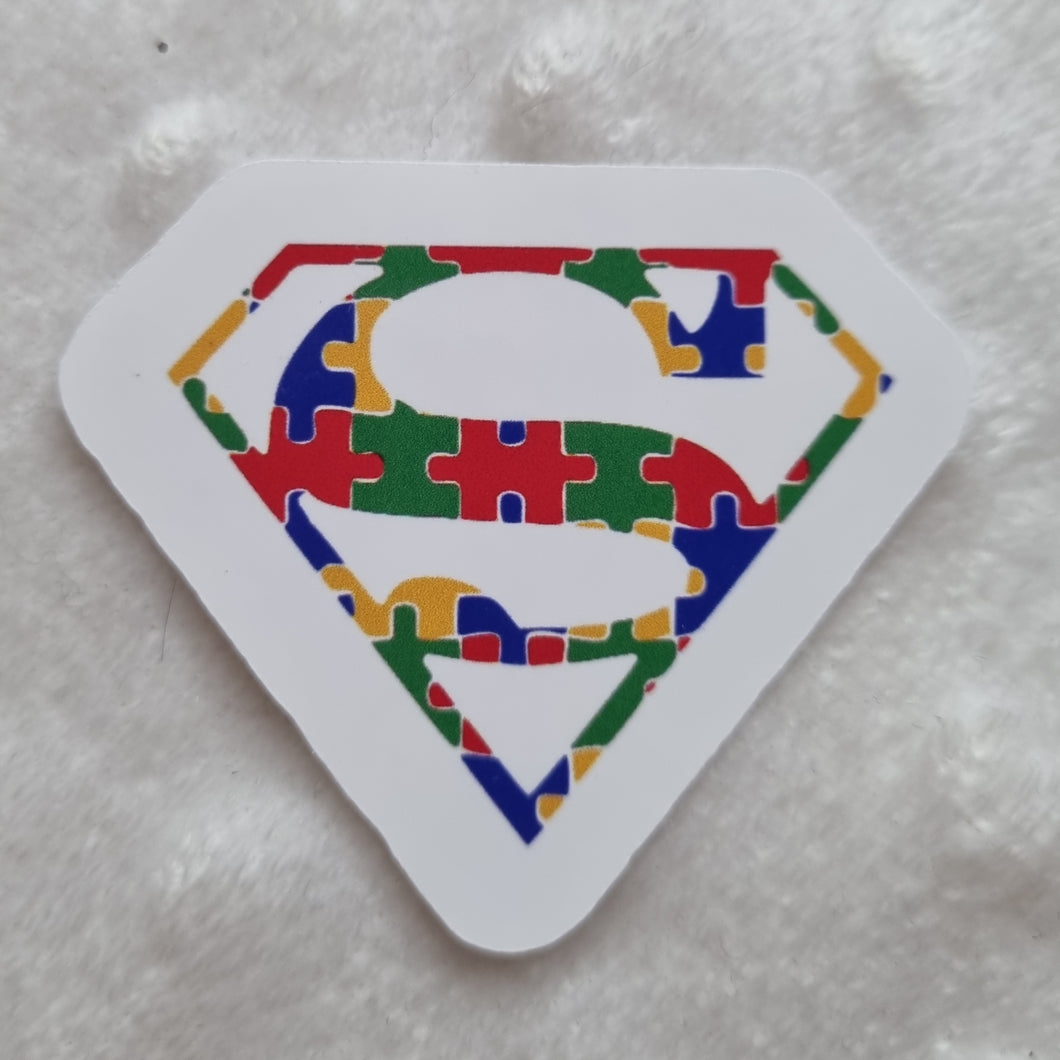 Autism awareness sticker, superhero logo