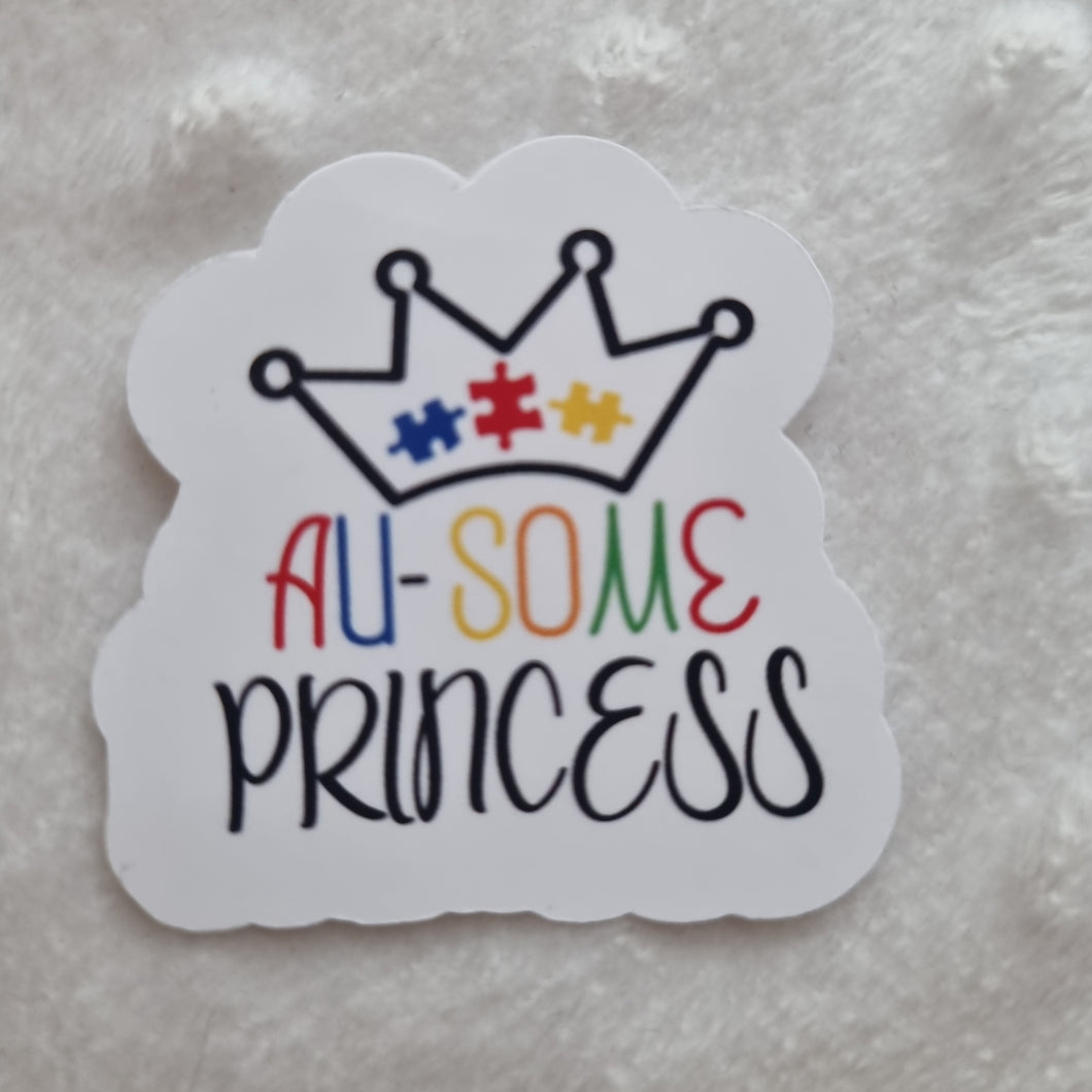 Autism awareness sticker, au-some princess