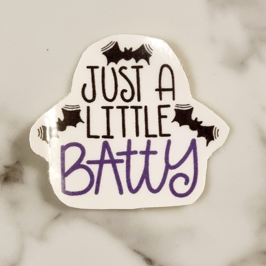 Halloween sticker, just a little batty