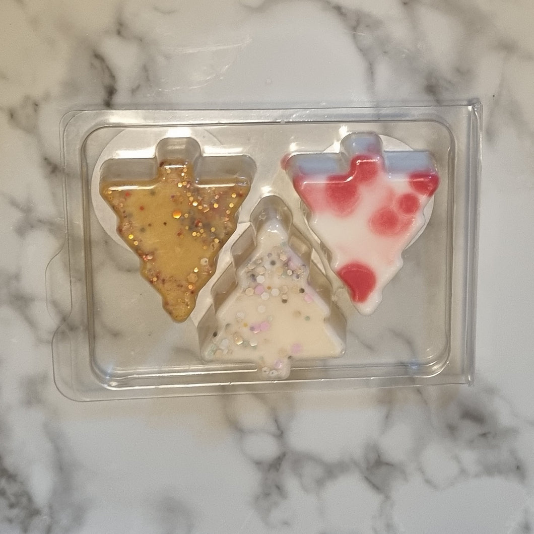 Christmas tree wax melt clamshells - Gingerbread, fireside treats & candy cane