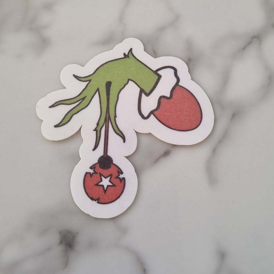 Grinch hand Christmas sticker